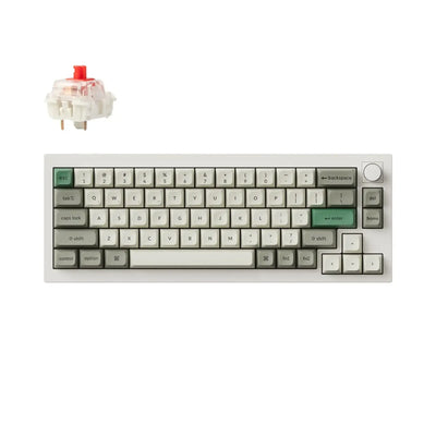 Biała klawiatura mechaniczna 65% z pokrętłem i przełącznikiem Gateron, minimalistyczny design