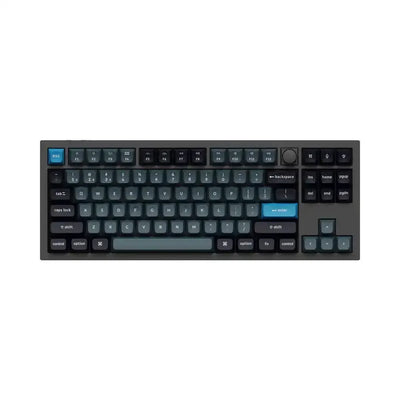 Czarna klawiatura mechaniczna TKL aluminiowa z podświetleniem RGB i niebieskimi klawiszami
