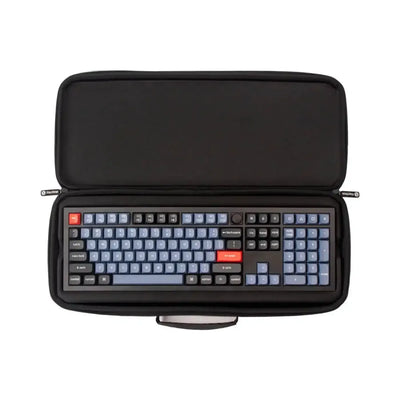 Klawiatura mechaniczna w etui, niebieskie i czarne keycapy, zestaw do biura domowego