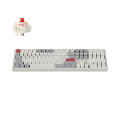 Biała klawiatura mechaniczna 100%, aluminiowa, keycapy PBT, przełącznik czerwony, układ Mac/Windows