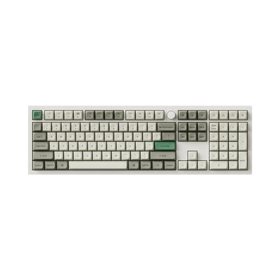 Klawiatura mechaniczna 100% z pokrętłem, aluminiowa, szare i zielone keycapy, układ ANSI