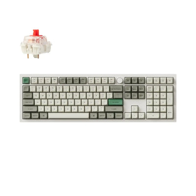 Biała klawiatura mechaniczna 100% z pokrętłem i czerwonym switchem, układ QWERTY