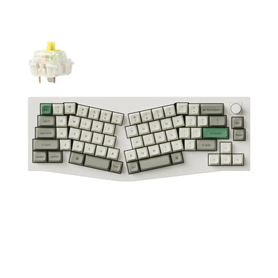 Klawiatura mechaniczna aluminiowa 65% układ Alice, białe klawisze, pokrętło, switch Gateron