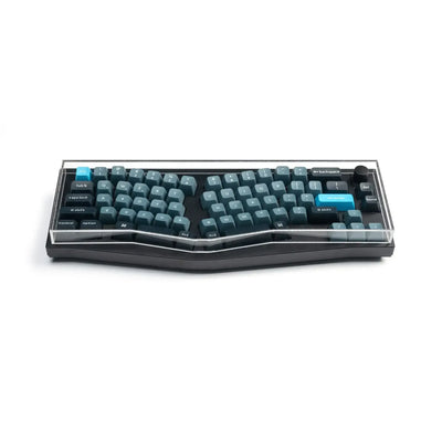 Klawiatura mechaniczna ergonomiczna z osłoną przeciwkurzową, niebieskie keycapy