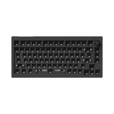 Czarna klawiatura mechaniczna barebone 75%, bez switchy i keycapów, widok z góry