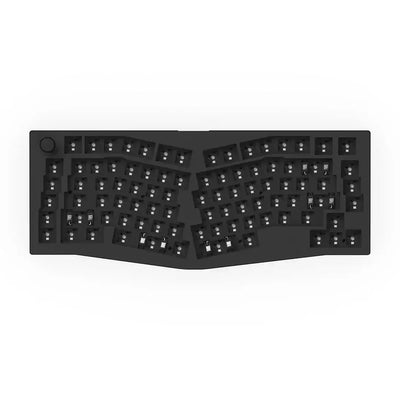 Czarna klawiatura mechaniczna barebone w układzie Alice, hot-swappable, RGB, 75%.