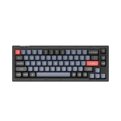 Klawiatura mechaniczna z przezroczystą czarną obudową i kolorowymi keycapami do biura