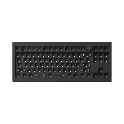 Czarna klawiatura mechaniczna TKL barebone z pokrętłem, bez zamontowanych przełączników i keycapów