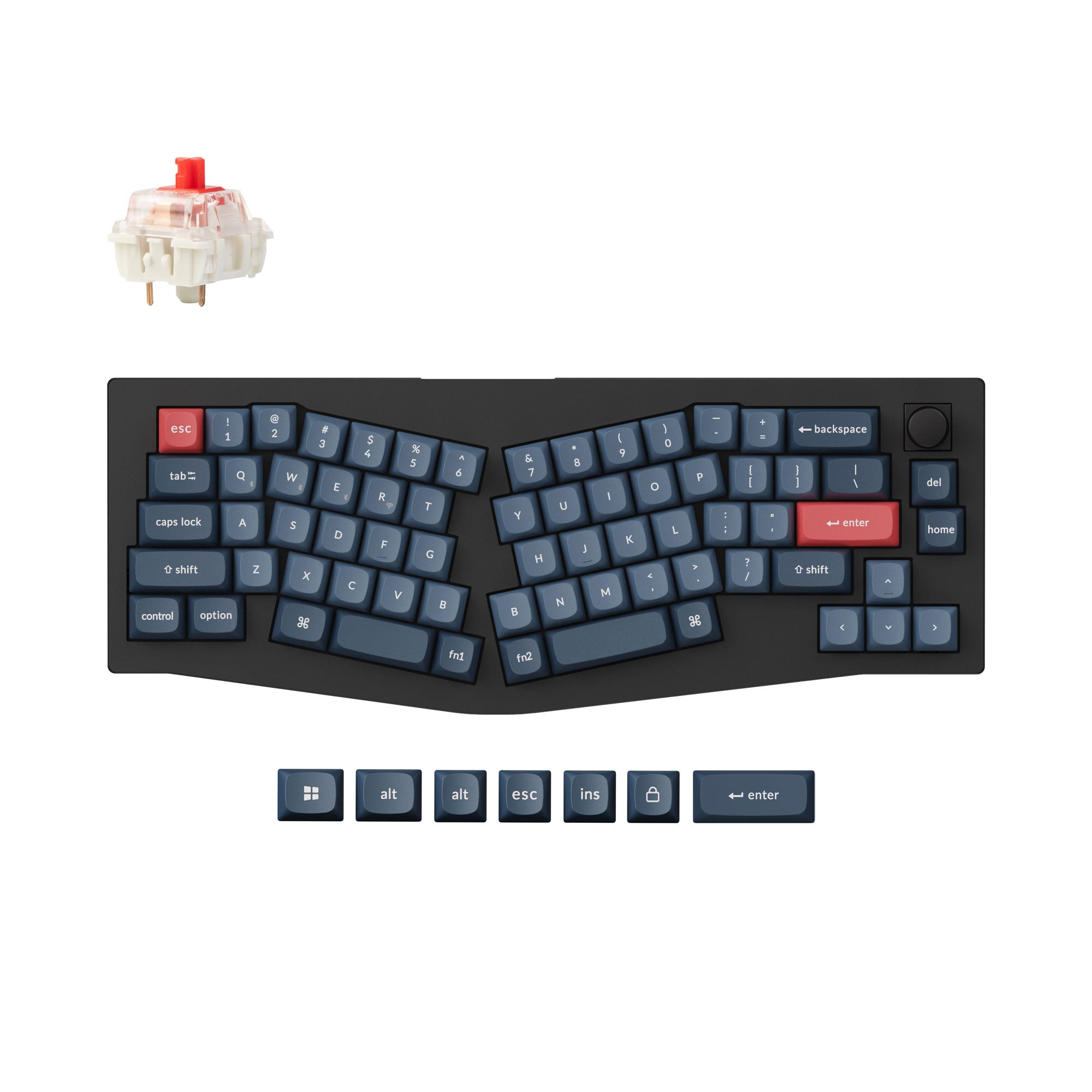 Keychron V8 Max QMK Wireless Custom Mechanical Keyboard 65 Percent Alice Layout Fully Assembled Knob for Mac Windows Linux Gateron Jupiter Red