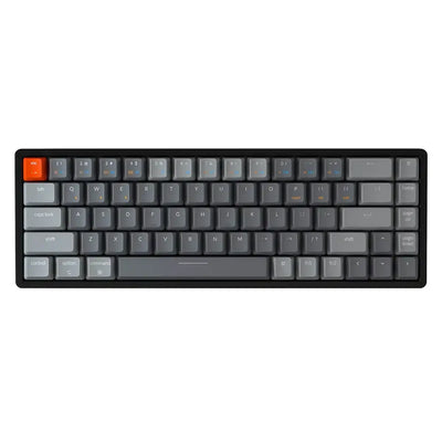 Klawiatura mechaniczna 65% w czarnej obudowie z szarymi klawiszami i pomarańczowym Esc