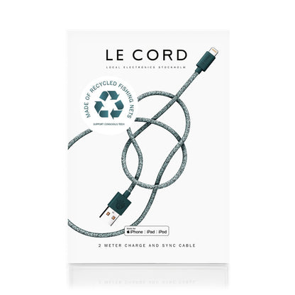 Le Cord - Pleciony Kabel Lightning - USB 2m - wykonany z Recyklingowych Sieci Połowowych