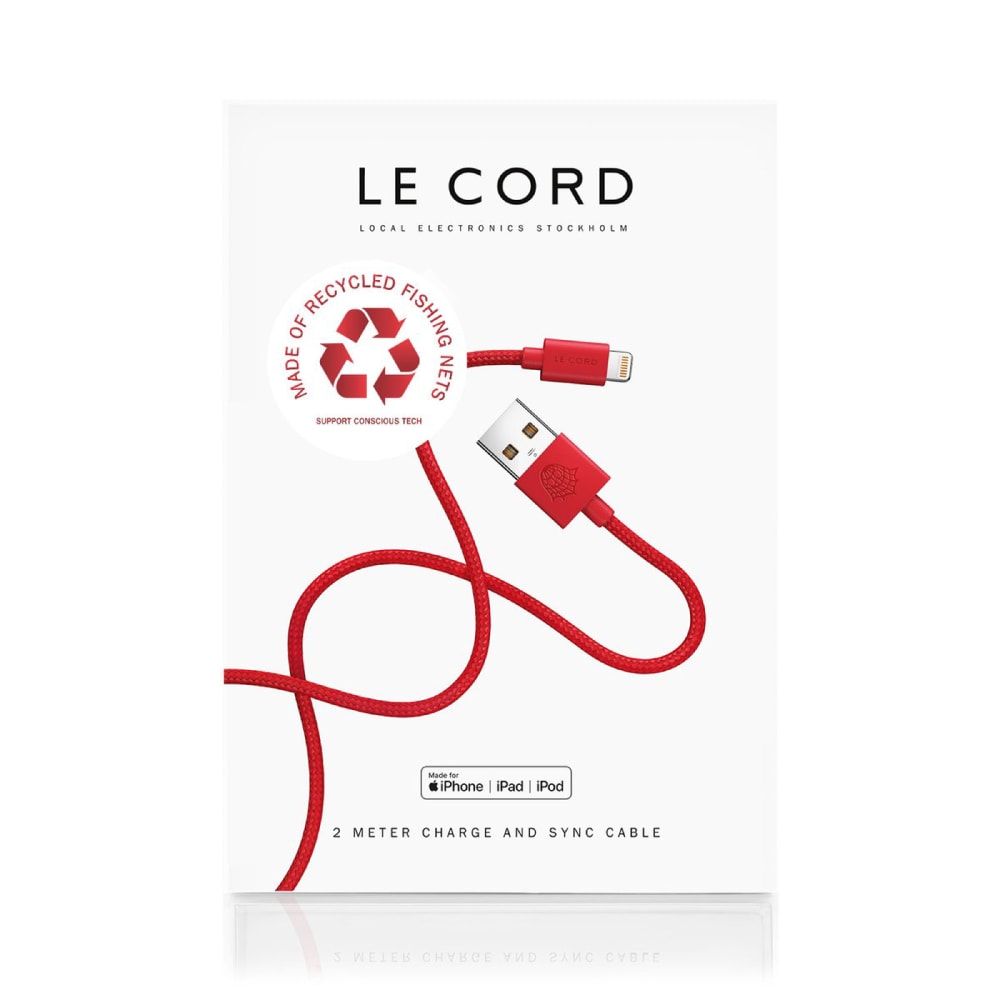 Le Cord - Pleciony Kabel Lightning - USB 2m - wykonany z Recyklingowych Sieci Połowowych