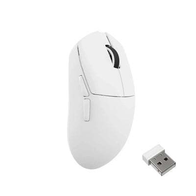 Biała mysz bezprzewodowa do komputera z odbiornikiem USB, ergonomiczna do biura