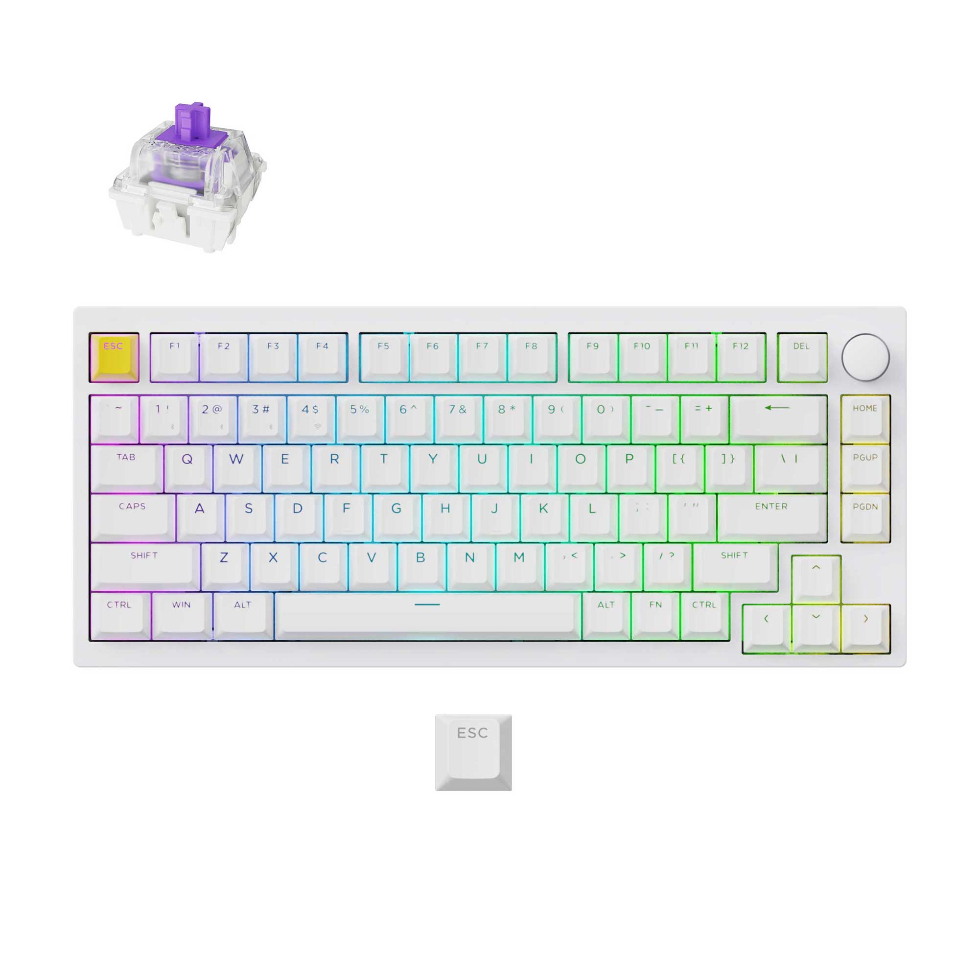 Lemokey P1 HE Wireless Custom Gaming Keyboard White Aluminum Frame Gateron Double-Rail Magnetic Nebula Switch Shine-Through Double-Shot PBT Keycaps Version