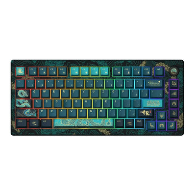 Klawiatura mechaniczna z podświetleniem RGB i motywem smoka, kolorowe keycapy