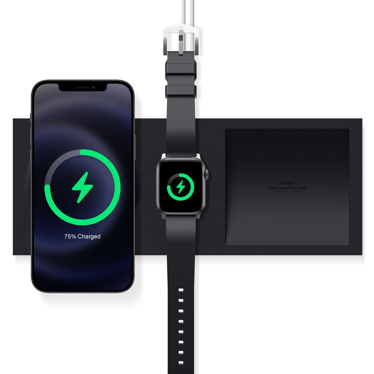 Elago - Charging Tray Duo for MagSafe - Silikonowy organizer 3w1 do Iphone 12 i Apple Watch