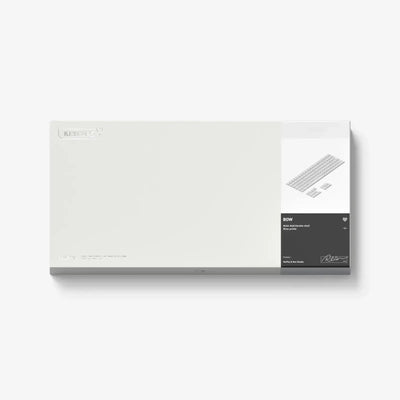 Pudełko zestawu keycapów do klawiatury mechanicznej, profil niskiego profilu, minimalistyczny design.