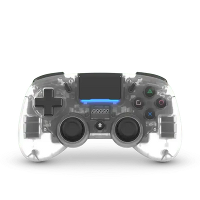 Przezroczysty gamepad do konsoli z podświetleniem LED, widoczne wnętrze kontrolera