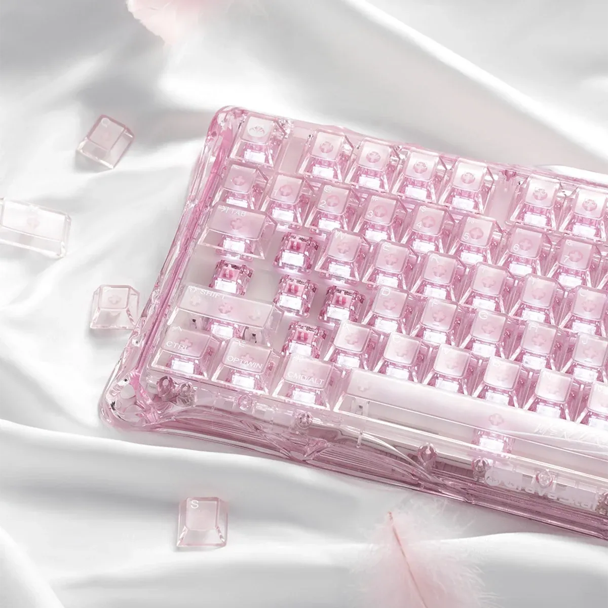 GravaStar - Mercury K1 Lite Crystal Rose Wireless Mechanical Keyboard - Bezprzewodowa Klawiatura Mechaniczna
