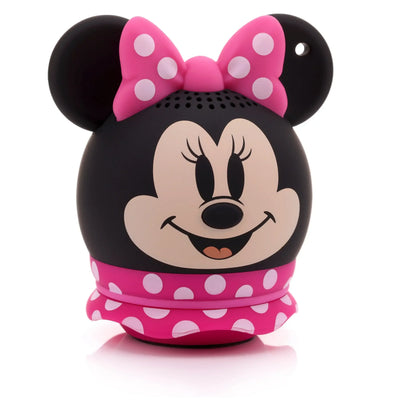 Głośnik Bluetooth w kształcie Minnie Mouse z różową kokardą i sukienką w białe grochy