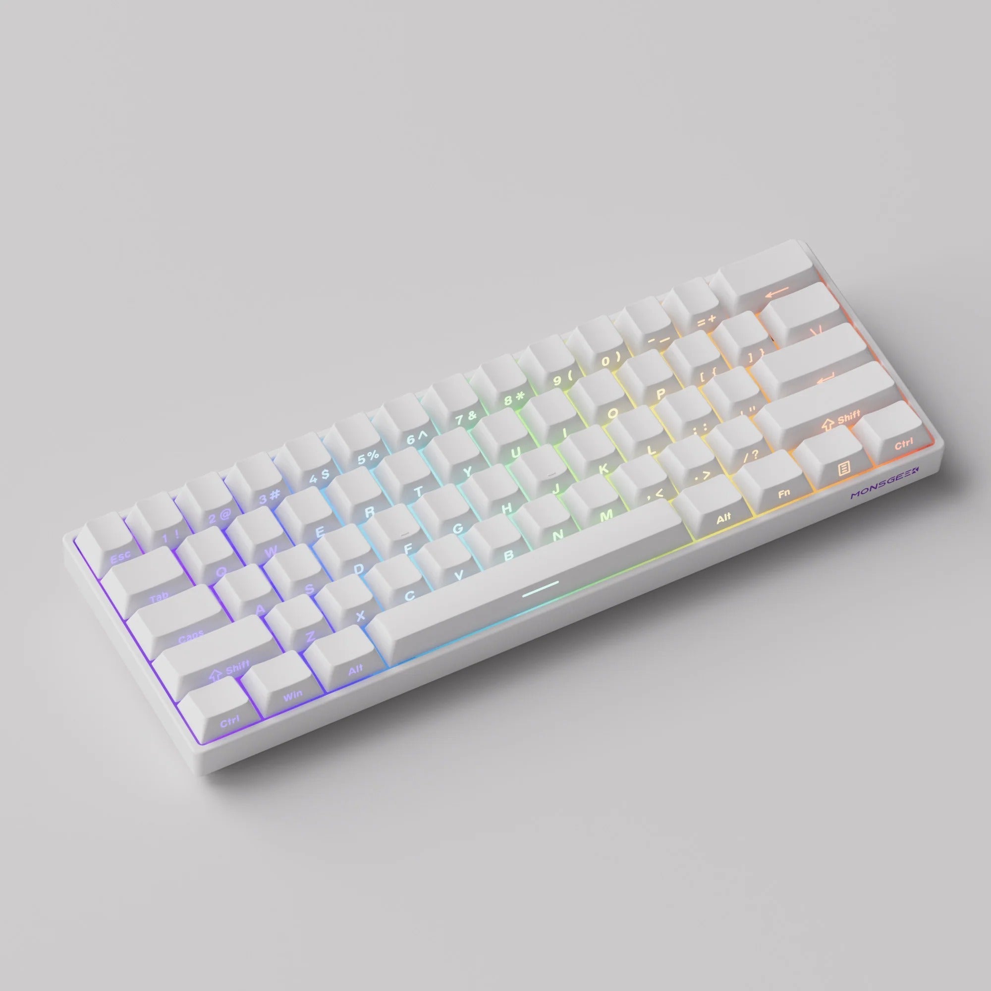 MonsGeek - FUN60 Pro HE Side-Printed Shine-Through White - Klawiatura Magnetyczna