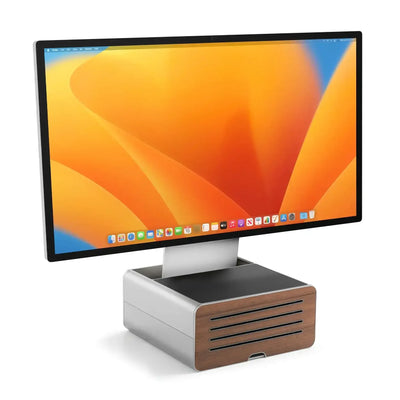 Stojak biurkowy pod monitor z drewnianym panelem, akcesorium do Home Office