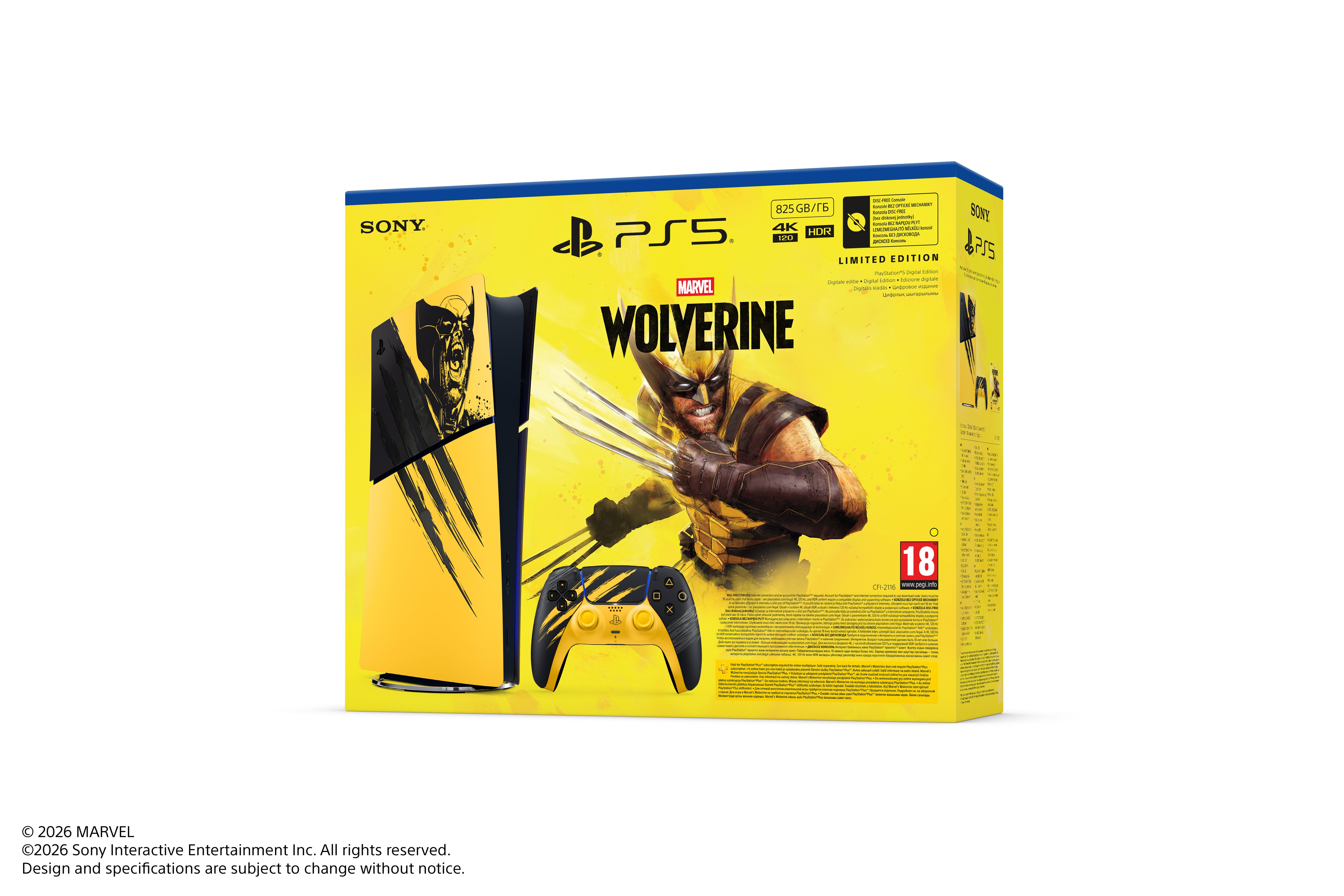 Sony - PlayStation®5 Digital Edition - Zestaw Edycji Limitowanej Marvel’s Wolverine Battle Yellow
