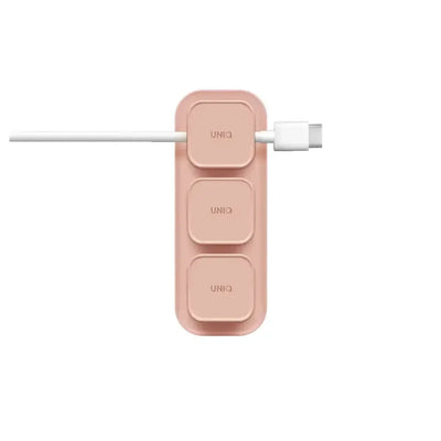 Różowy organizer kabli biurowych z trzema magnesami, uchwyt na przewody USB
