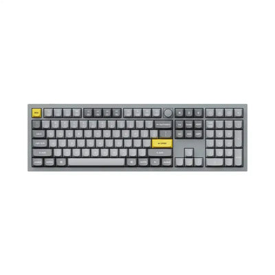 Klawiatura mechaniczna full size, szara, z żółtymi klawiszami ESC i Enter do biura