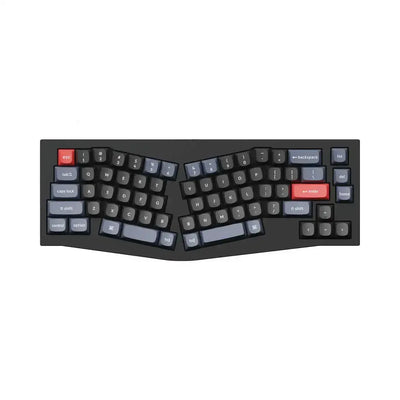 Czarna ergonomiczna klawiatura mechaniczna z czerwonymi klawiszami esc i enter