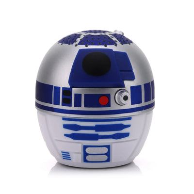 Biało-niebieski gadżet biurkowy w kształcie robota R2-D2 z Gwiezdnych Wojen na białym tle.