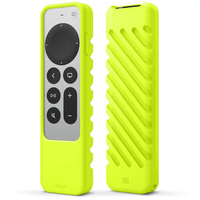 Pilot w jasnożółtym silikonowym etui ochronnym, ergonomiczny design, akcesoria biurowe.