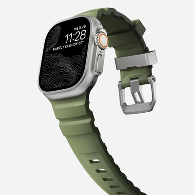 Zielony silikonowy pasek do Apple Watch, nowoczesny design, akcesorium do smartwatcha