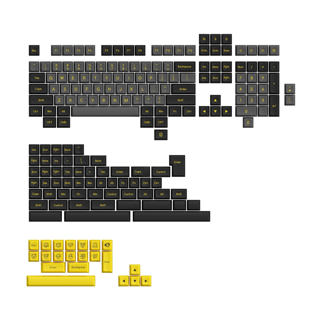 Akko - Black & Gold ABS SAL Keycap Set (195-Key) - Zestaw Keycapów o Profilu SAL