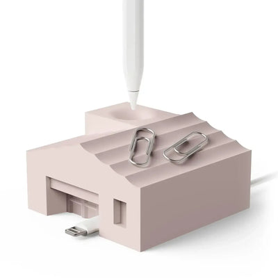 Różowy stojak na biurko do Apple Pencil z ładowarką, organizer na spinacze, akcesoria do home office