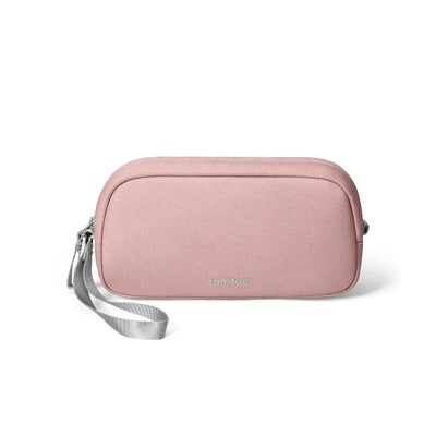 Różowa etui na akcesoria biurowe z paskiem na rękę, minimalistyczny design