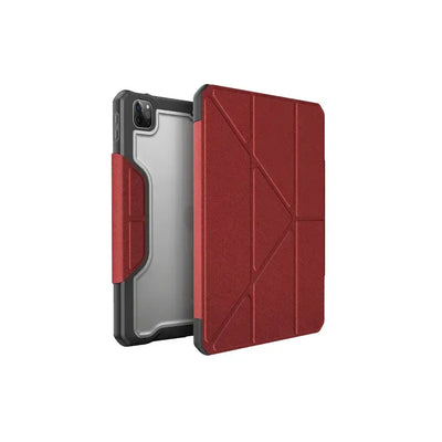 Czerwone etui ochronne na iPad Pro 11 2021, futerał z przezroczystym tyłem i składanym przodem