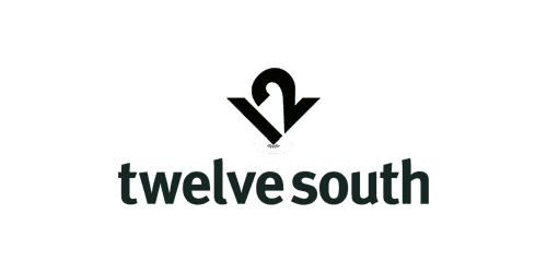 Logo Twelve South, stylizowana strzałka nad napisem, akcesoria biurowe do home office
