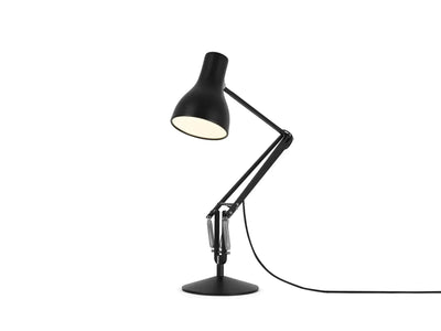 Czarna lampa biurkowa z regulowanym ramieniem, nowoczesny design, akcesoria do home office