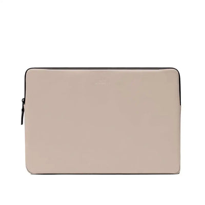 Beżowe etui na laptopa, minimalistyczny pokrowiec z zamkiem, elegancki design