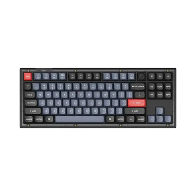 Klawiatura mechaniczna w kolorze czarnym z matowym pokrętłem, czerwone klawisze Enter i Esc