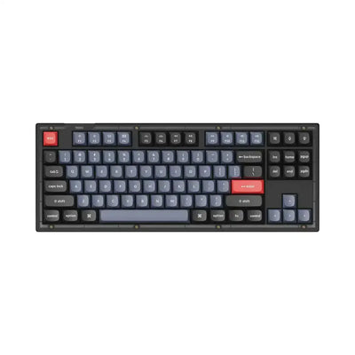 Klawiatura mechaniczna czarna z kolorowymi keycapami, idealna do biura i home office