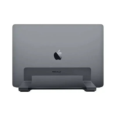 Stojak na laptopa Macally do biurka, aluminiowy, laptop pionowo ustawiony.