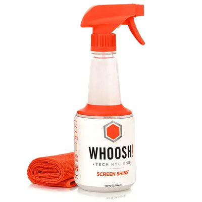 spray do czyszczenia ekranu z pomarańczową ściereczką, akcesoria do biura