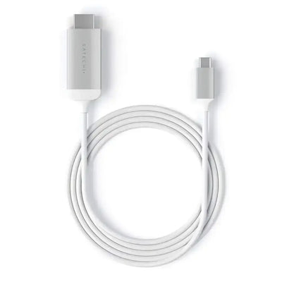 Biały kabel USB-C do HDMI 4K 60Hz, aluminiowa obudowa, akcesoria do biura.