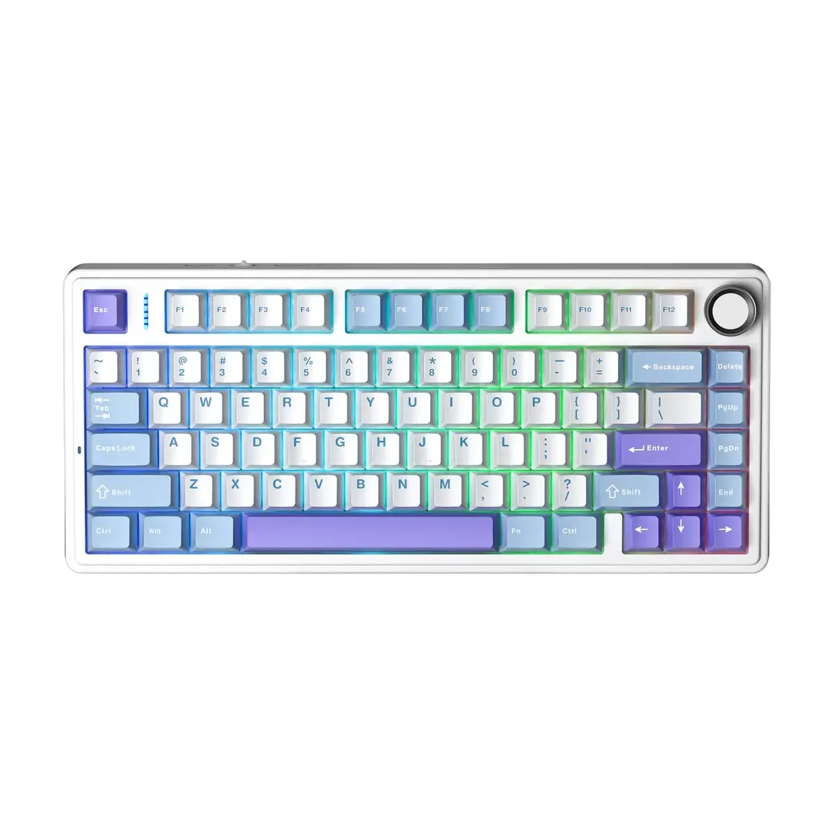 AULA - F75 Wireless Mechanical Keyboard - Bezprzewodowa Klawiatura Mechaniczna - White + Blue + Purple