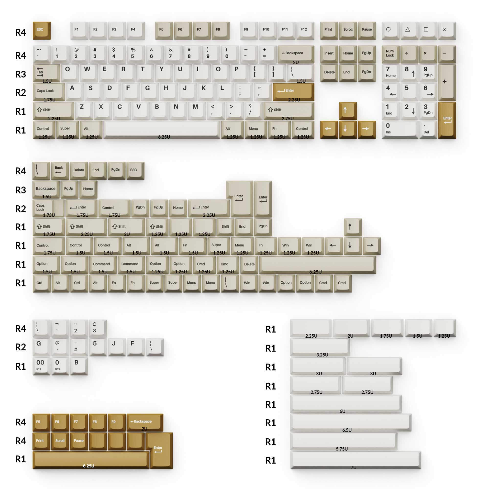 Keychron Cherry Profile Double - Shot PBT Full Set Keycaps - Camel