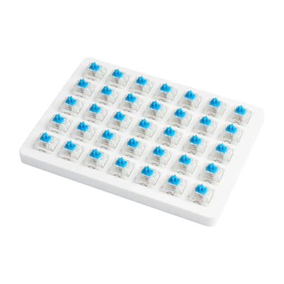 Przełączniki mechaniczne Gateron Blue na białej tacy, akcesoria do klawiatury