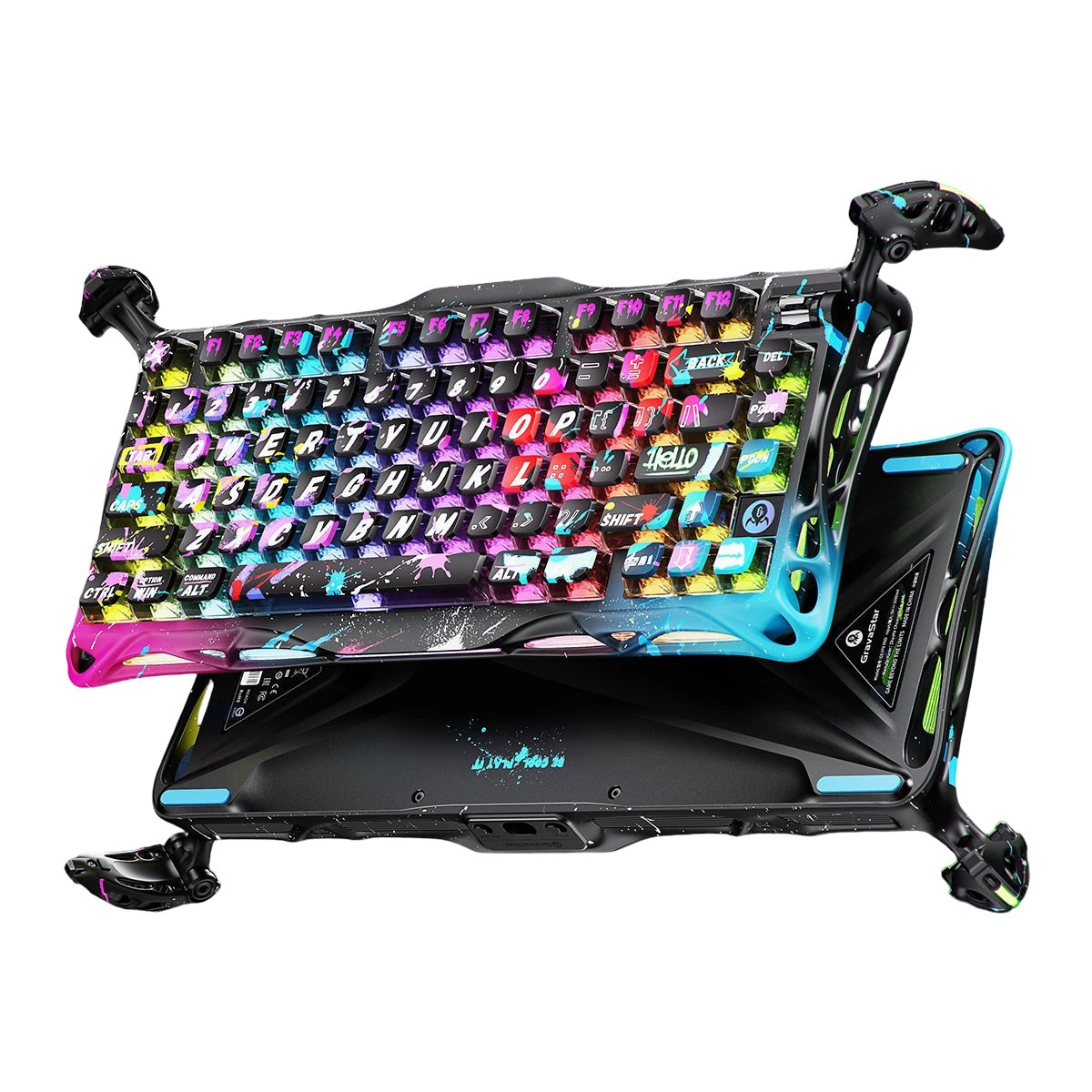 GravaStar - Mercury V75 Pro Neon Graffiti Wired Magnetic Keyboard - Przewodowa Klawiatura Magnetyczna