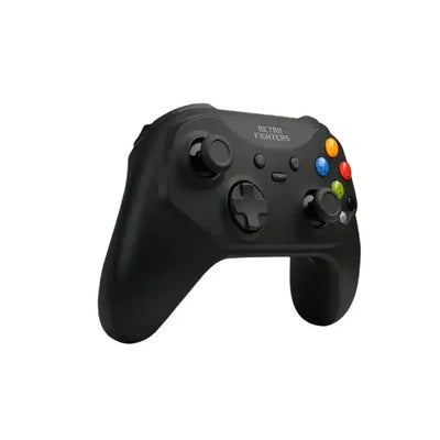 Czarny kontroler do gier Retro Fighters, nowoczesny pad gamingowy do Xbox z kolorowymi przyciskami.